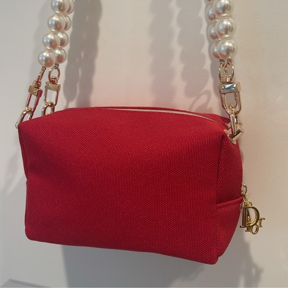 Christian Dior red canvas cosmetics bag to shoulder bag - Picture 11 of 16